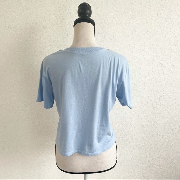 ARIZONA JEANS Blue I Speak French Fries Short Sleeve Crop Top Cotton Size Small - Picture 2 of 3